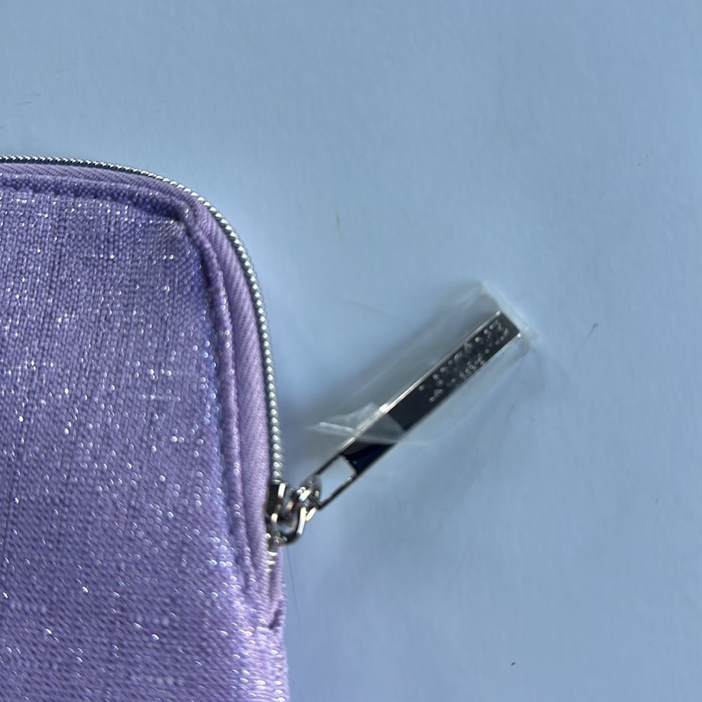 Lancôme makeup bag purple lavender metallic Dopp kit never used 10x6in clean - Picture 6 of 9